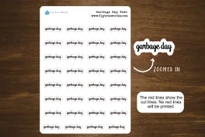 Garbage Day Script Stickers for Planners, Journals, and Notebooks | Mini Scripts