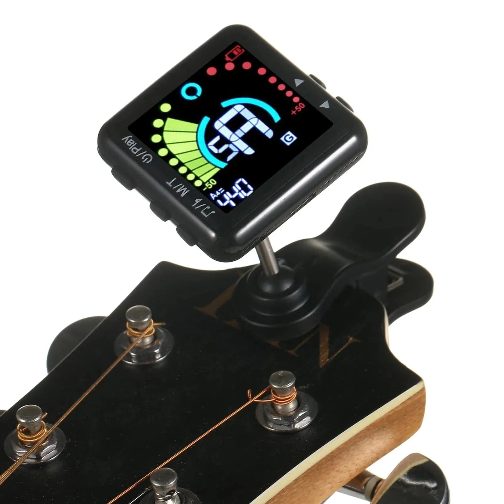 Guitar Tuner Rechargeable Tuner Clip On LED Color Display Professional Electric Guitar Tuner & Metronome for Guitar Accessories