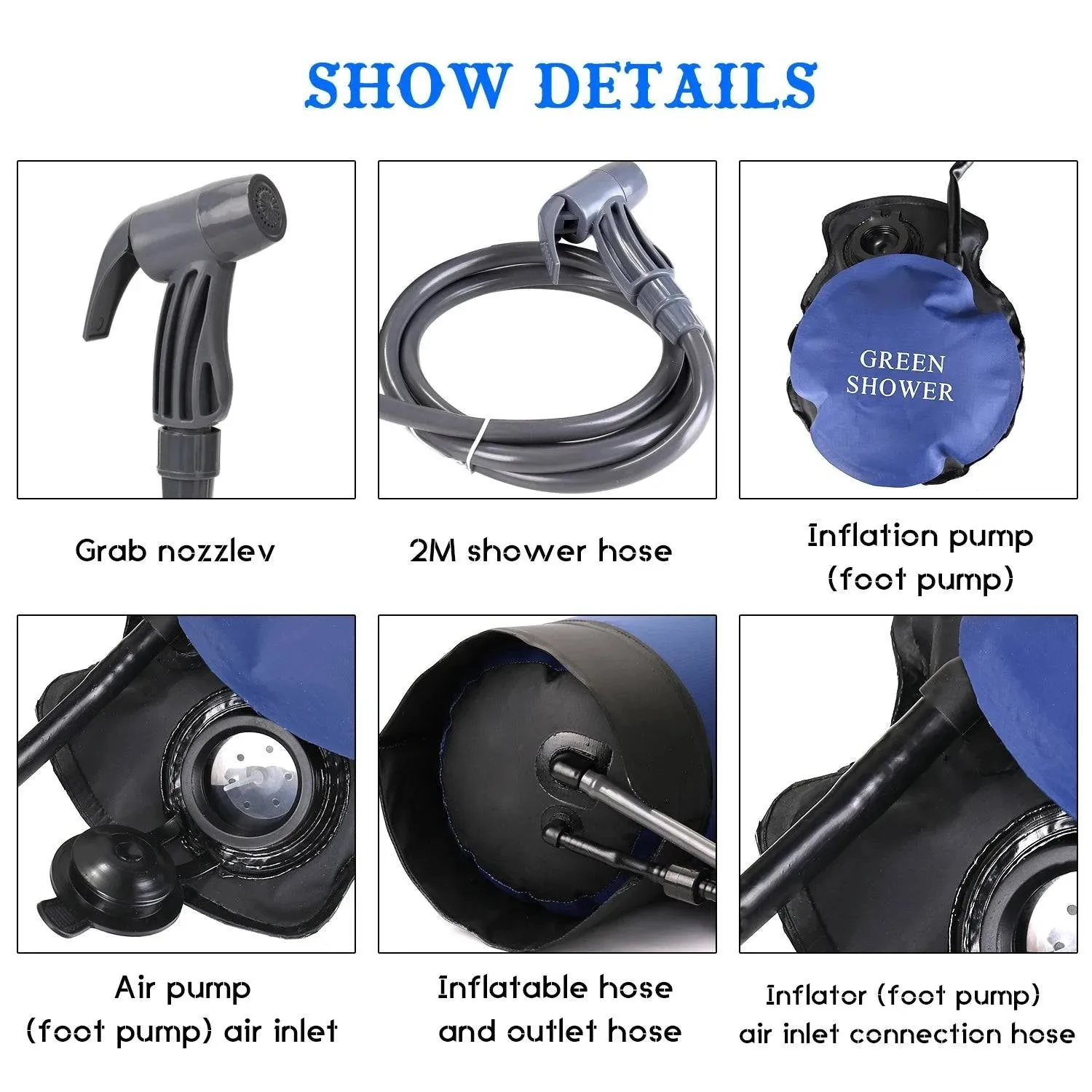Lightweight Outdoor Inflatable Shower PVC Pressure Shower with Foot Pump Pressure Shower Water Bag For Beach Camping Hiking 2022