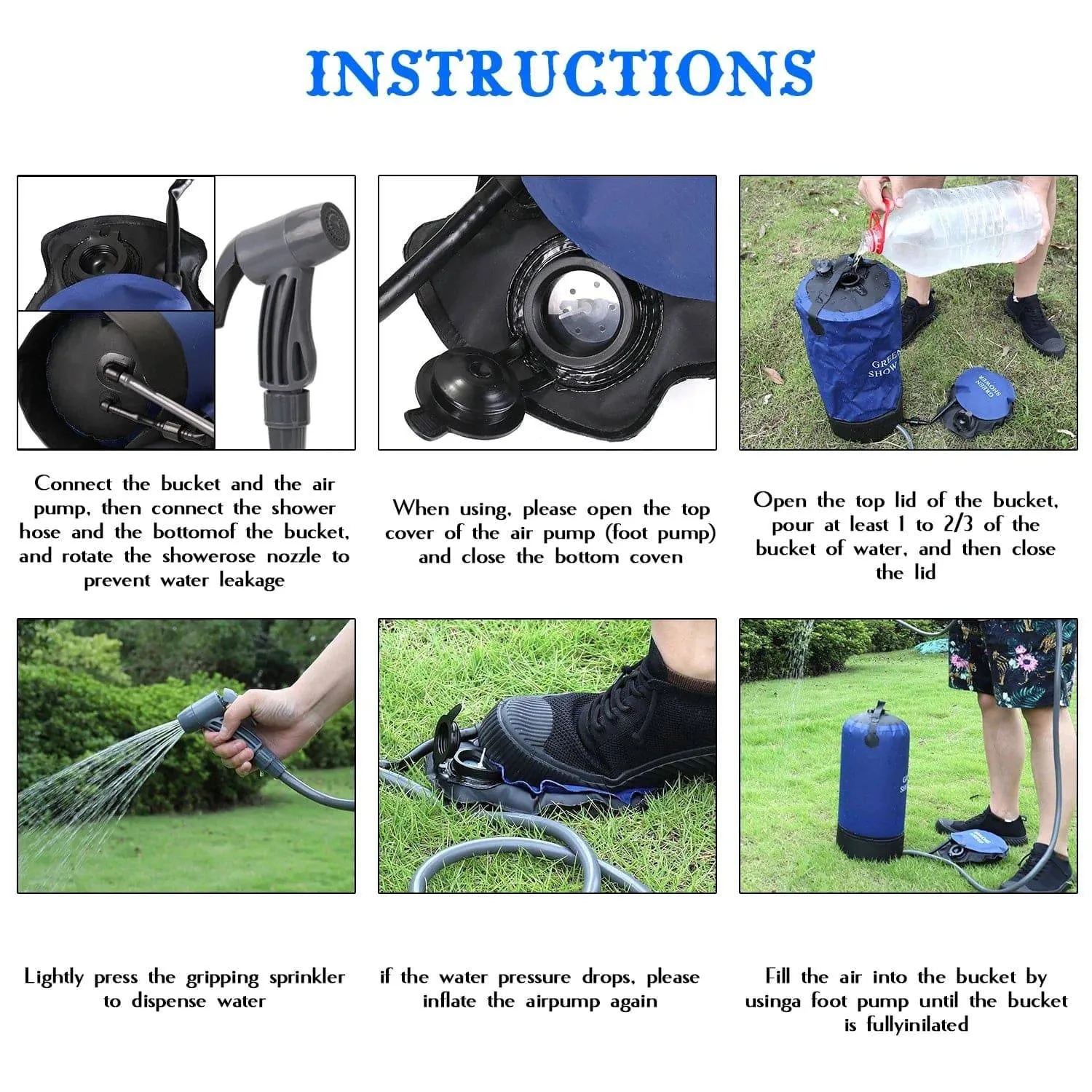 Lightweight Outdoor Inflatable Shower PVC Pressure Shower with Foot Pump Pressure Shower Water Bag For Beach Camping Hiking 2022