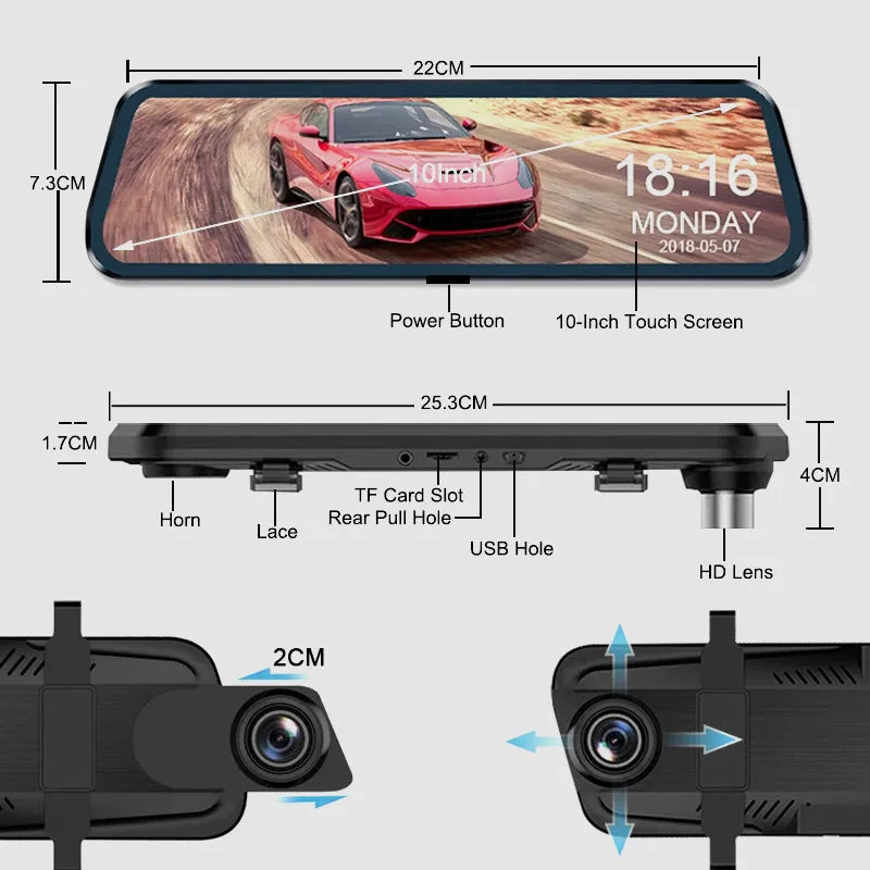 Limited Time 50% OFF10" HD Multi-Function Touch Screen Car Recorder  Free shipping