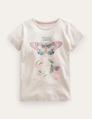 Logo Educational T-shirt-Oatmeal Marl Butterfly