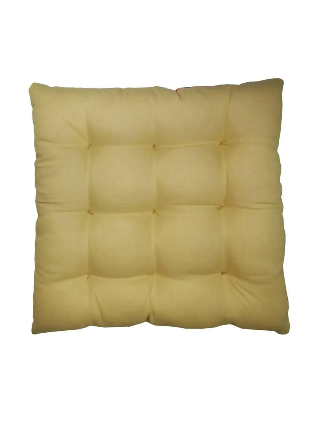 Lushomes Chair Pads, Beige with Red, Reversible, driver seat cushion for car, dining chair cushion, cushion for car, tie up cushions for chairs, Cotton cushion (15 Inch x15 Inch, 9 Knots, 1 Pc)