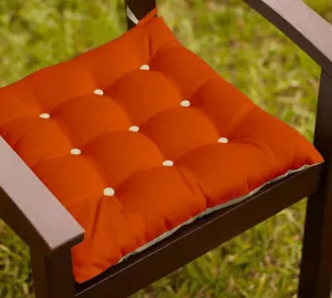 Lushomes Chair pads, Orange and Cream , driver seat cushion for car, dining chair cushion, cushion for car, tie up cushions for chairs, Cotton Cushion for Car(16 Inch x16 Inch, 9 Buttons, Single Pc)