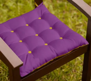 Lushomes Chair pads, Purple and Yellow, driver seat cushion for car, dining chair cushion, cushion for car, tie up cushions for chairs, Cotton Cushion for Car(16 Inch x16 Inch, 9 Buttons, Single Pc)