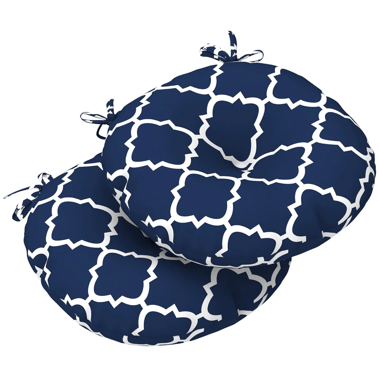 LVTXIII Outdoor Round Bistro Seat Cushions 15"x15"x4" Geomentry Navy （Set of 2）