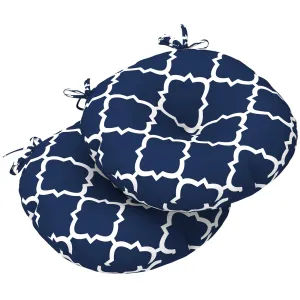 LVTXIII Outdoor Round Bistro Seat Cushions 15"x15"x4" Geomentry Navy （Set of 2）