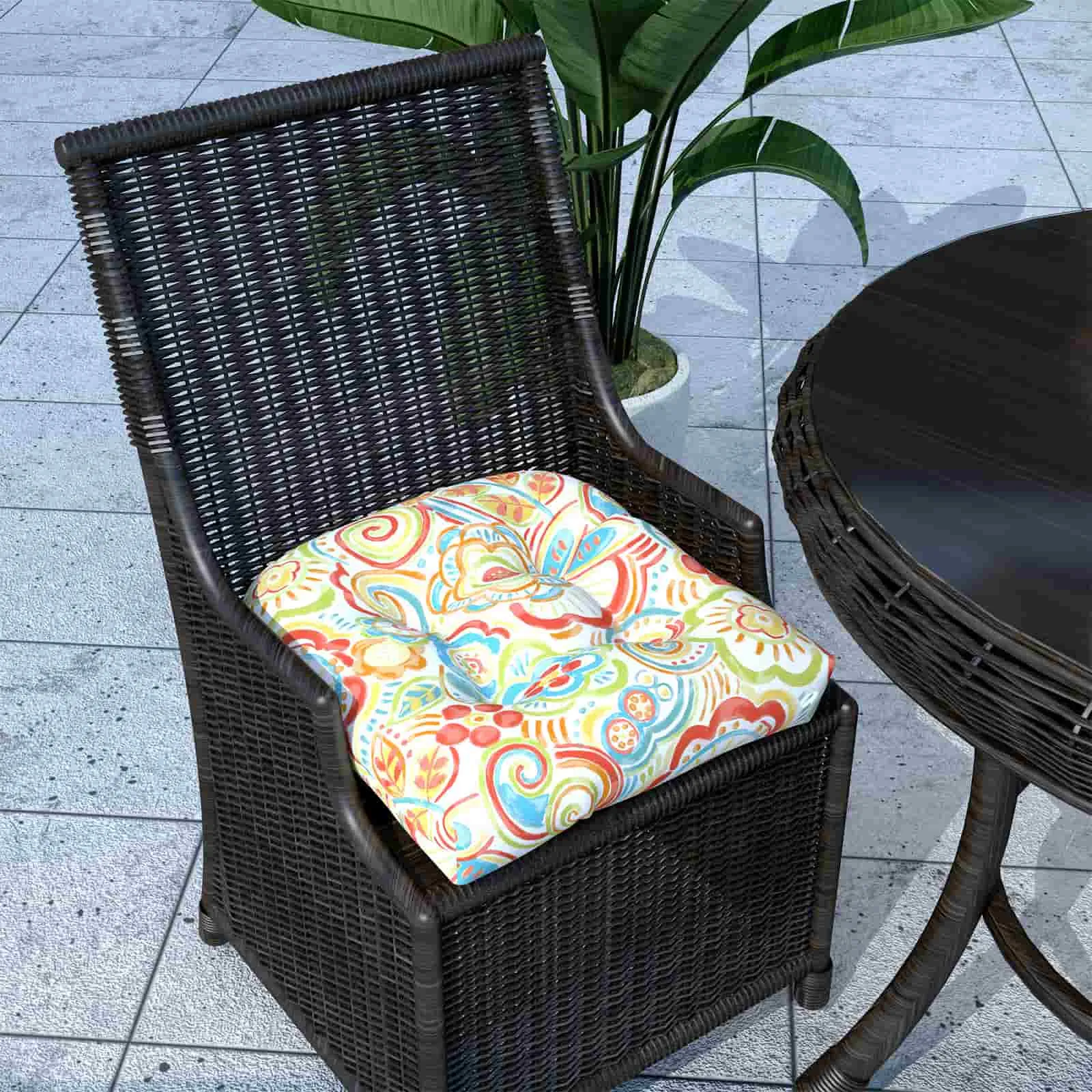 LVTXIII Outdoor U-Shape Tufted Seat Cushions 19”x19”x5” Flower Multi（Set of 2）