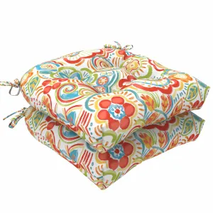 LVTXIII Outdoor U-Shape Tufted Seat Cushions 19”x19”x5” Flower Multi（Set of 2）