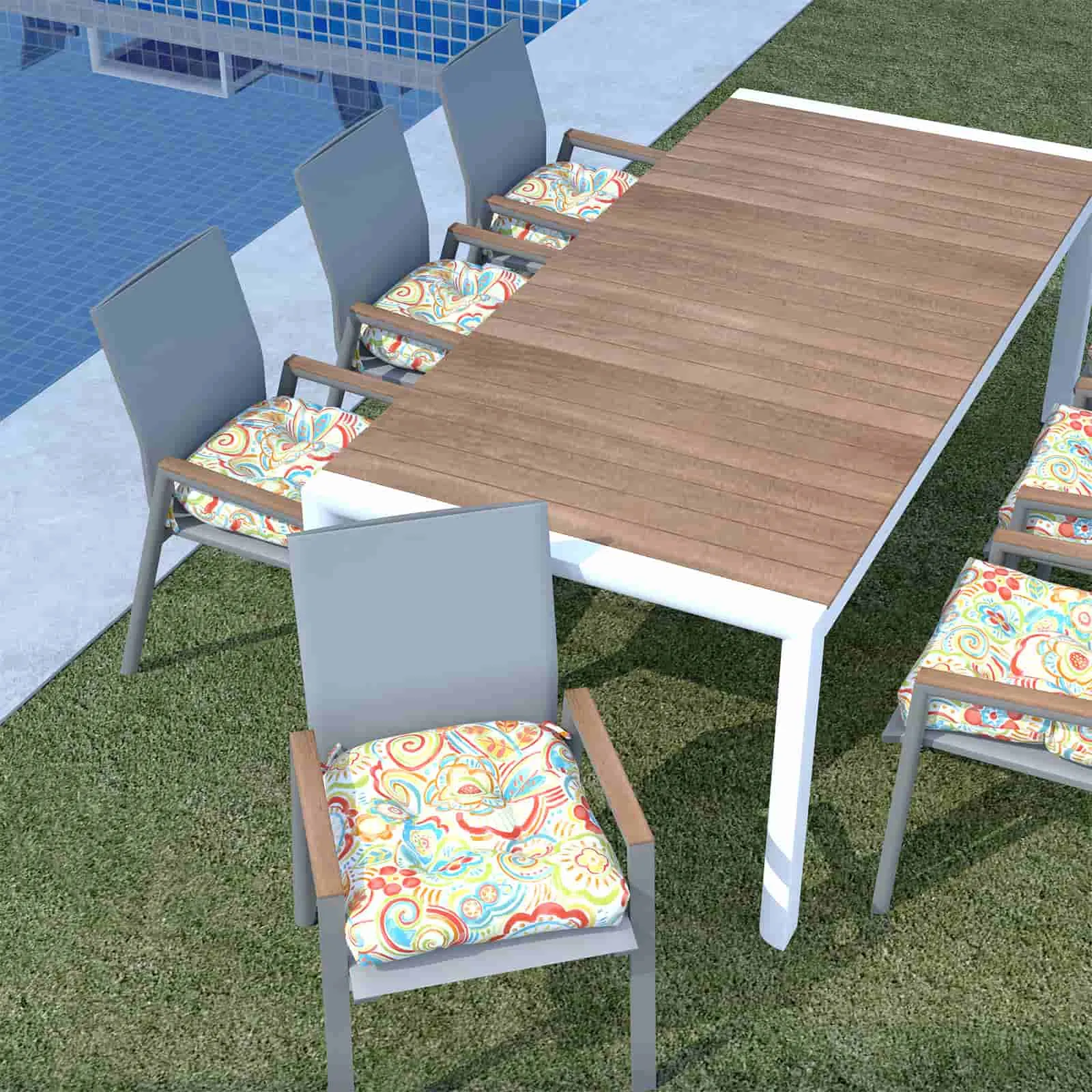 LVTXIII Outdoor U-Shape Tufted Seat Cushions 19”x19”x5” Flower Multi（Set of 2）