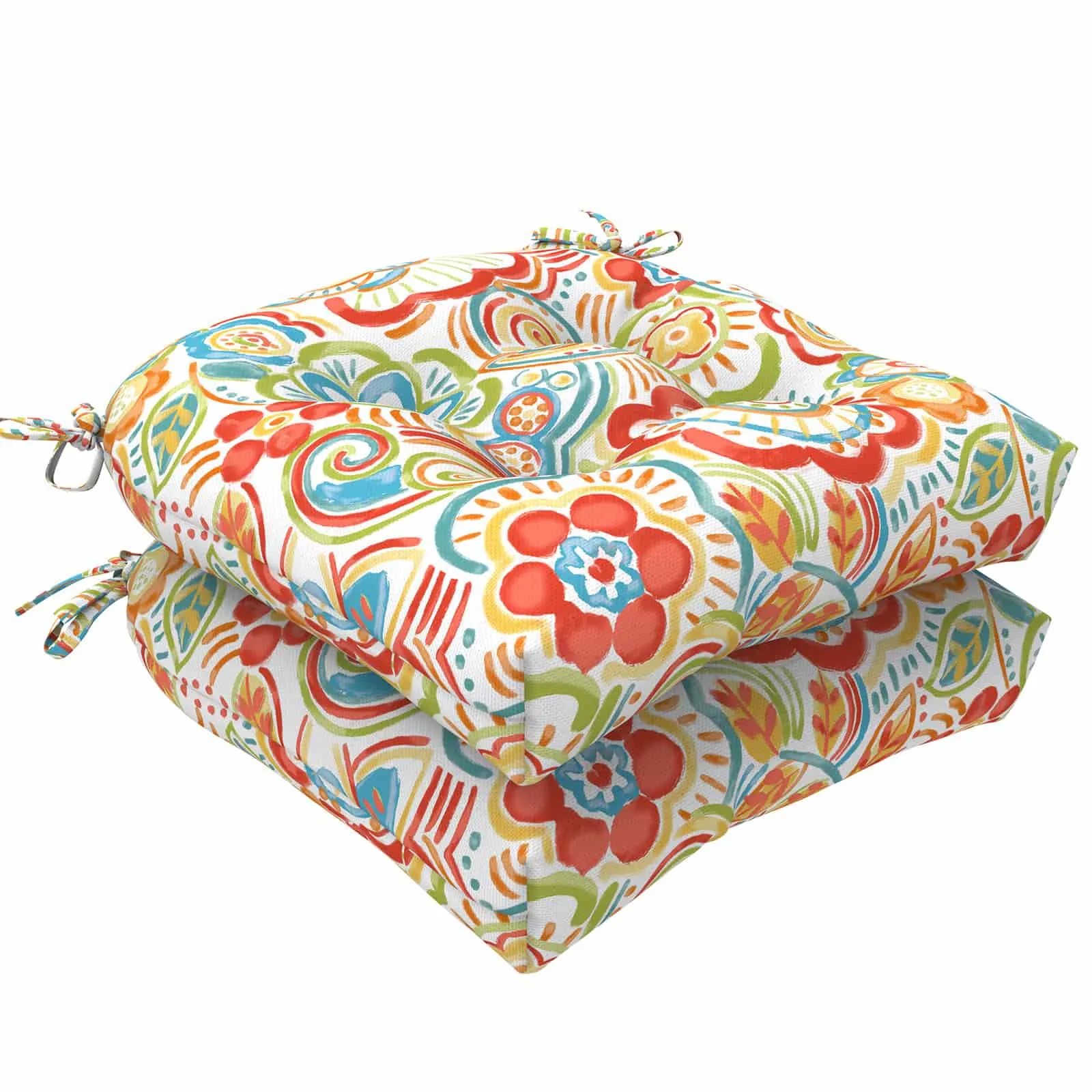 LVTXIII Outdoor U-Shape Tufted Seat Cushions 19”x19”x5” Flower Multi（Set of 2）
