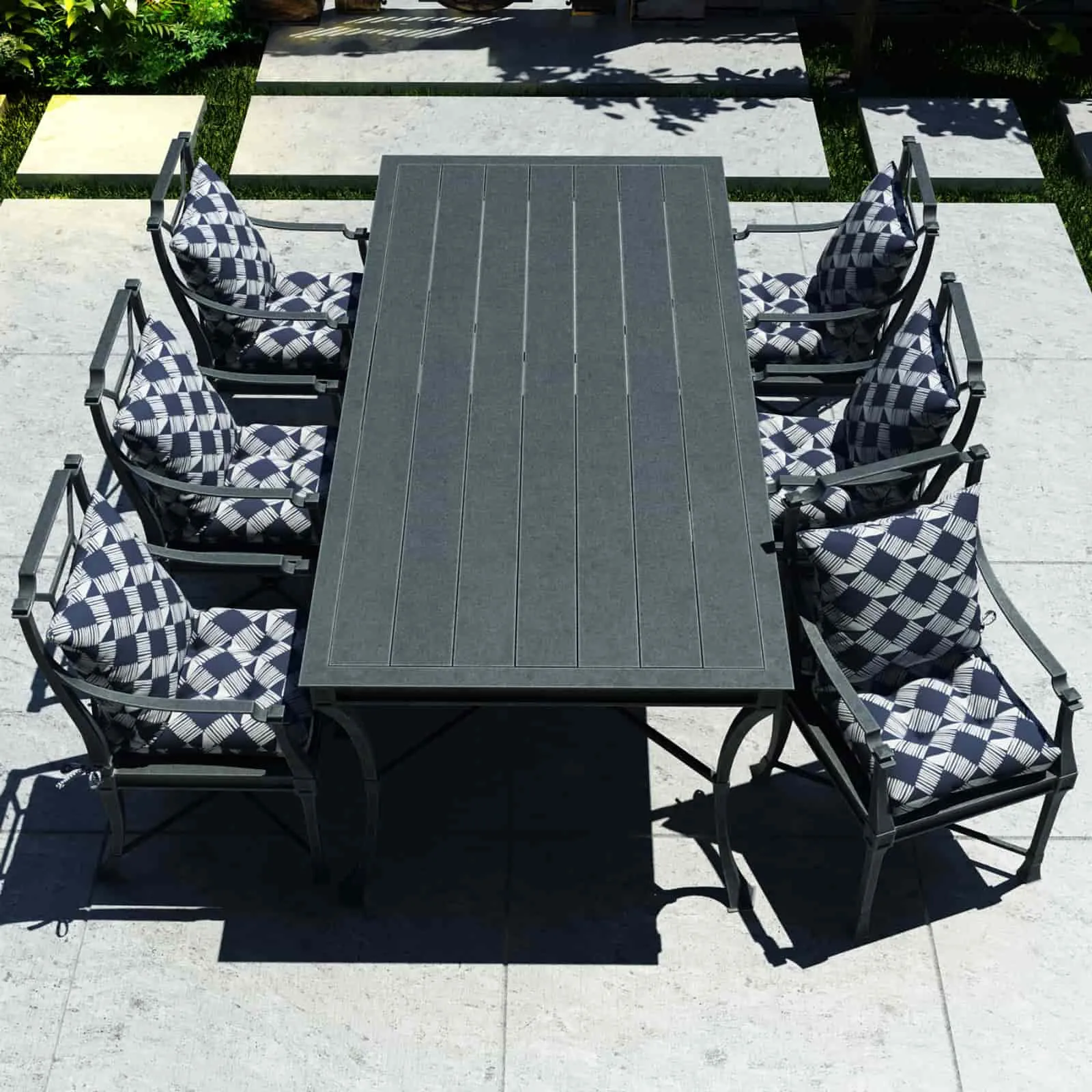 LVTXIII Outdoor U-Shape Tufted Seat Cushions 19”x19”x5", Geomentry Knot Navy （Set of 2）