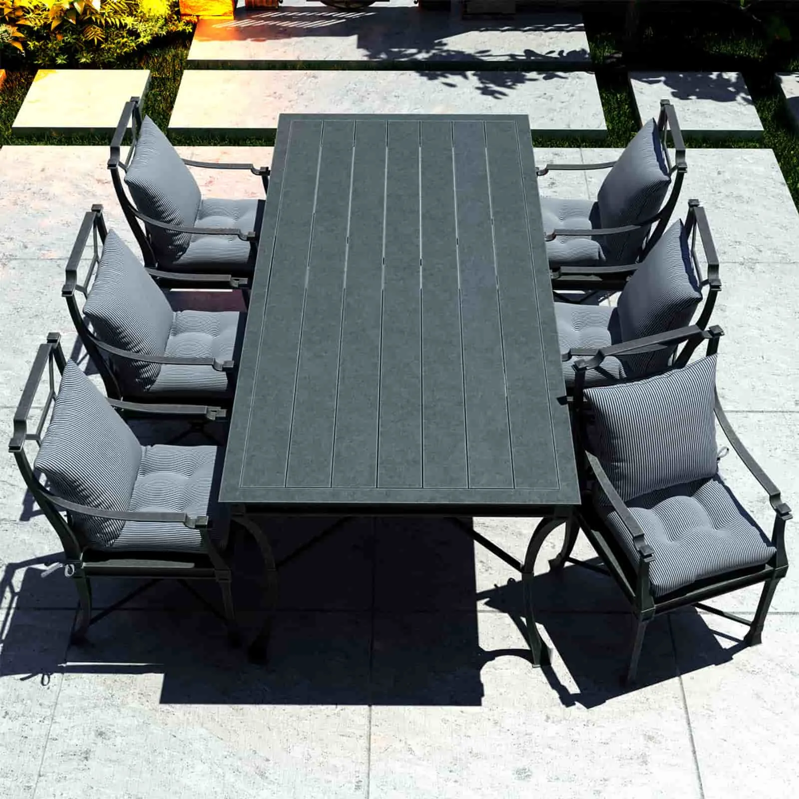 LVTXIII Outdoor U-Shape Tufted Seat Cushions 19”x19”x5”Stripe Navy （Set of 2）