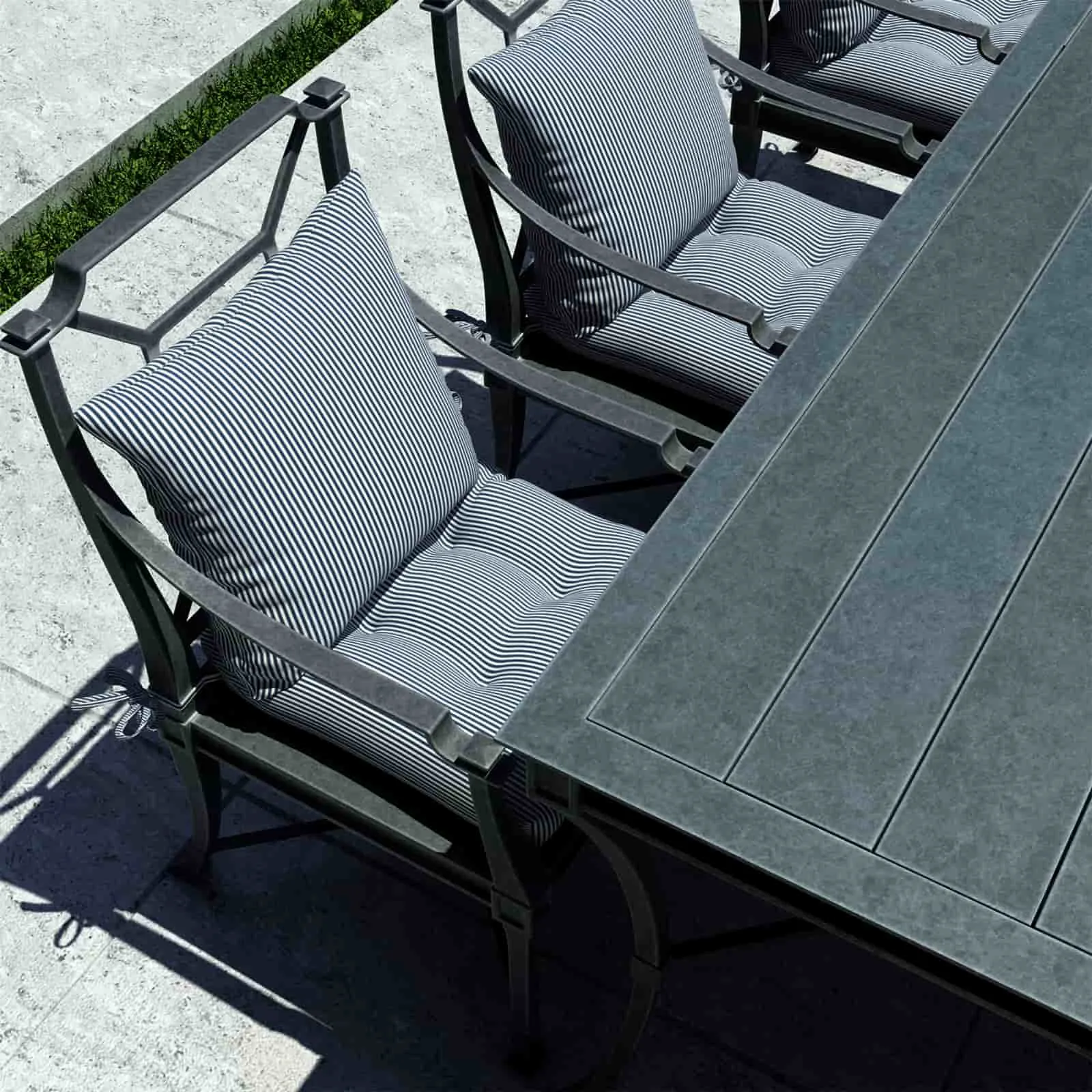 LVTXIII Outdoor U-Shape Tufted Seat Cushions 19”x19”x5”Stripe Navy （Set of 2）