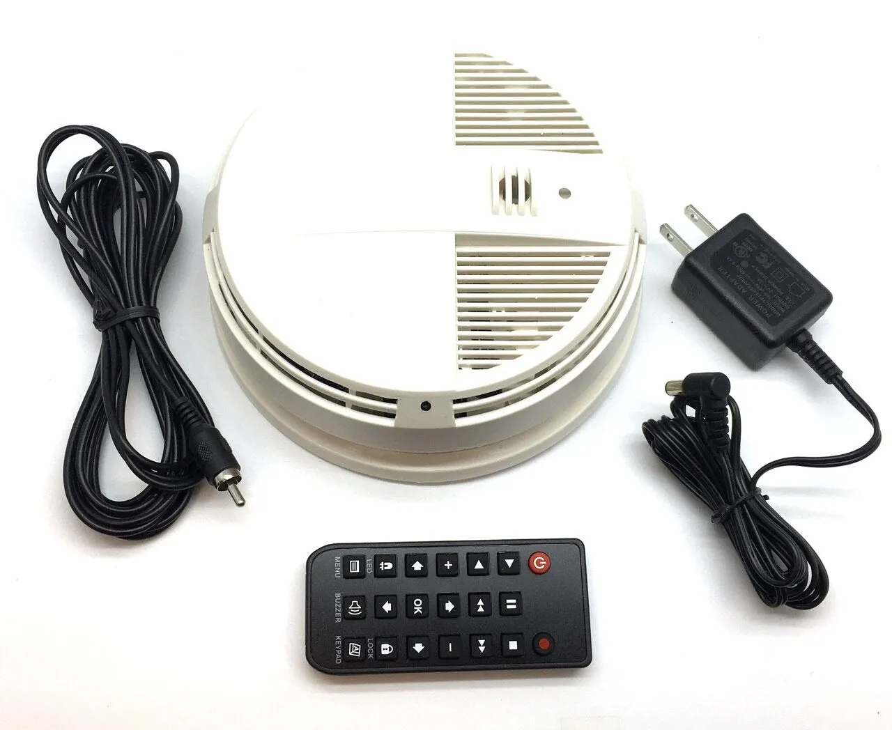 Night Vision [Side View] Smoke Detector 4K Hidden Camera DVR [A/C Powered]