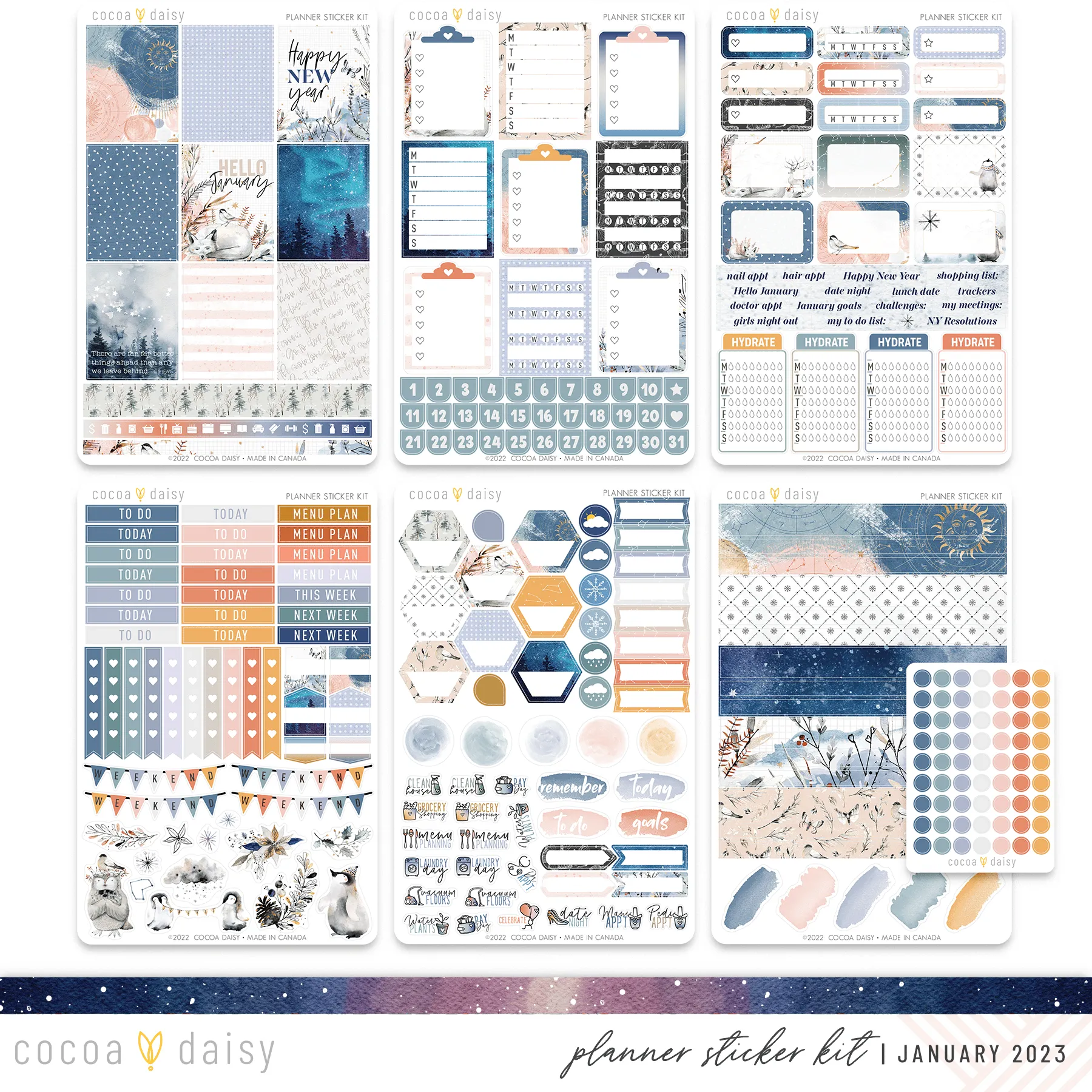 Nordic Skies Planner Sticker Kit January 2023