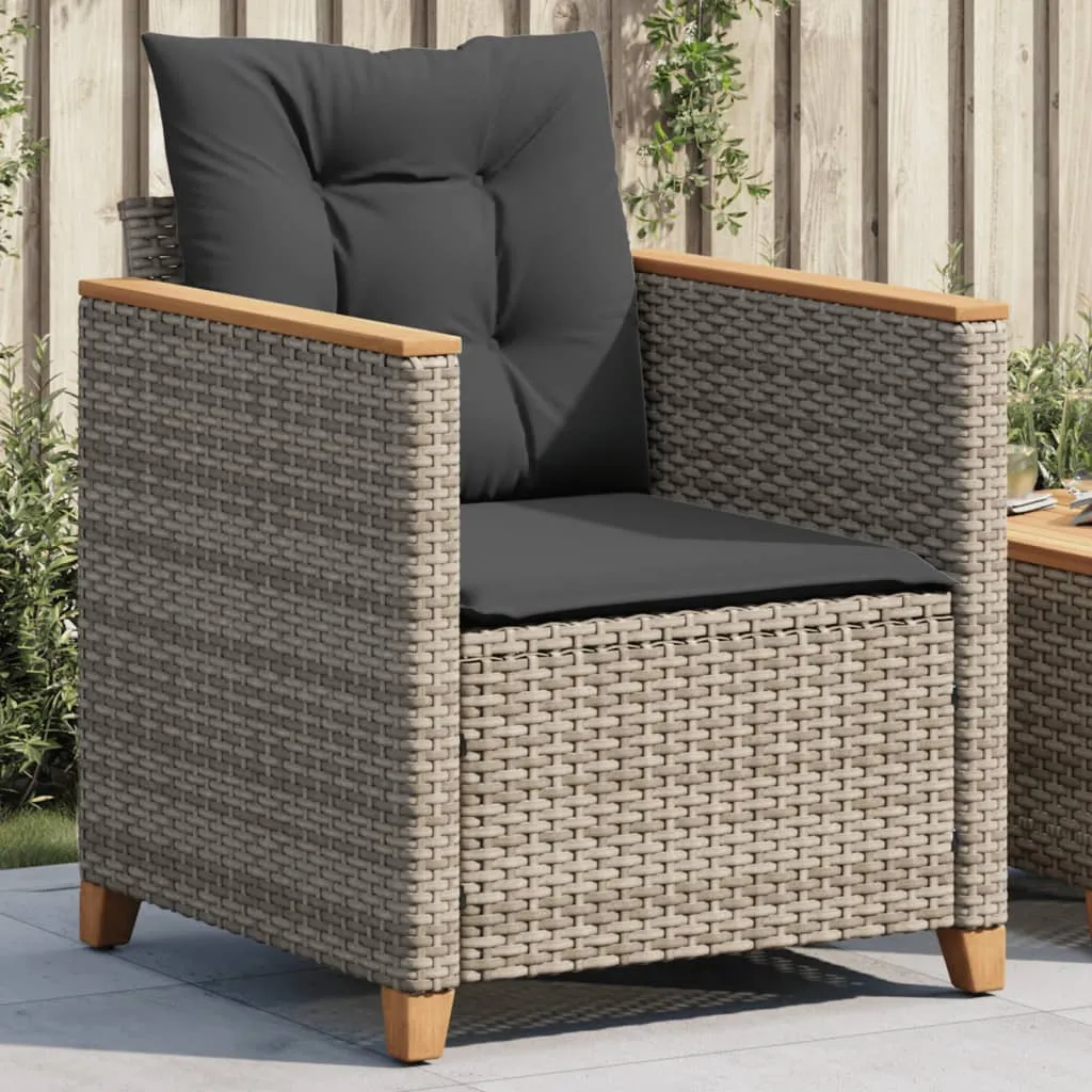 Patio Chair with Cushions Gray Poly Rattan