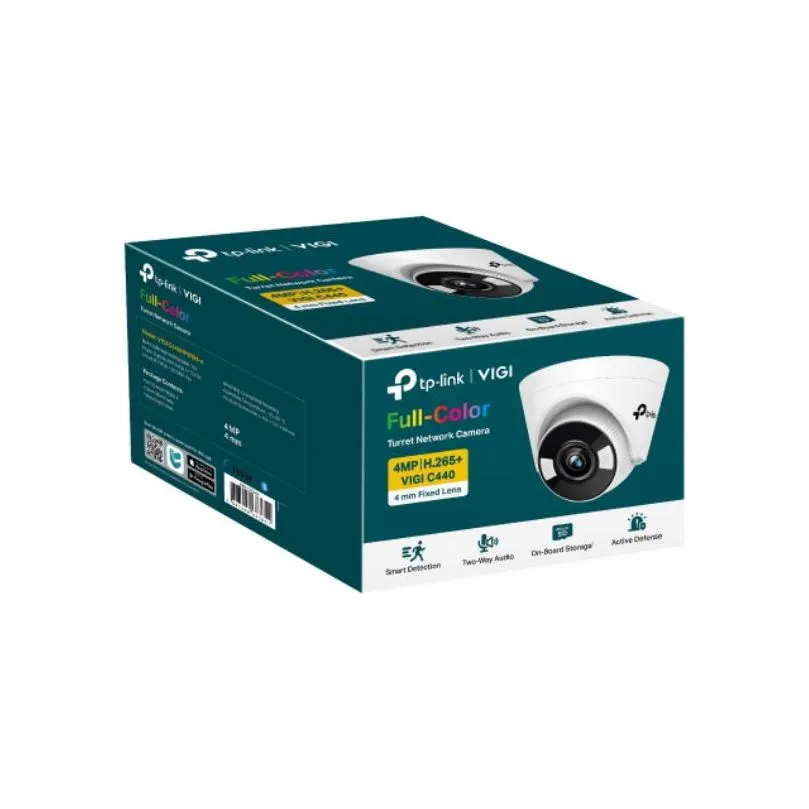 TP-Link VIGI 4MP C440(4mm) Full-Colour Turret Network Camera, 4mm Lens, Smart Detection, 3YW