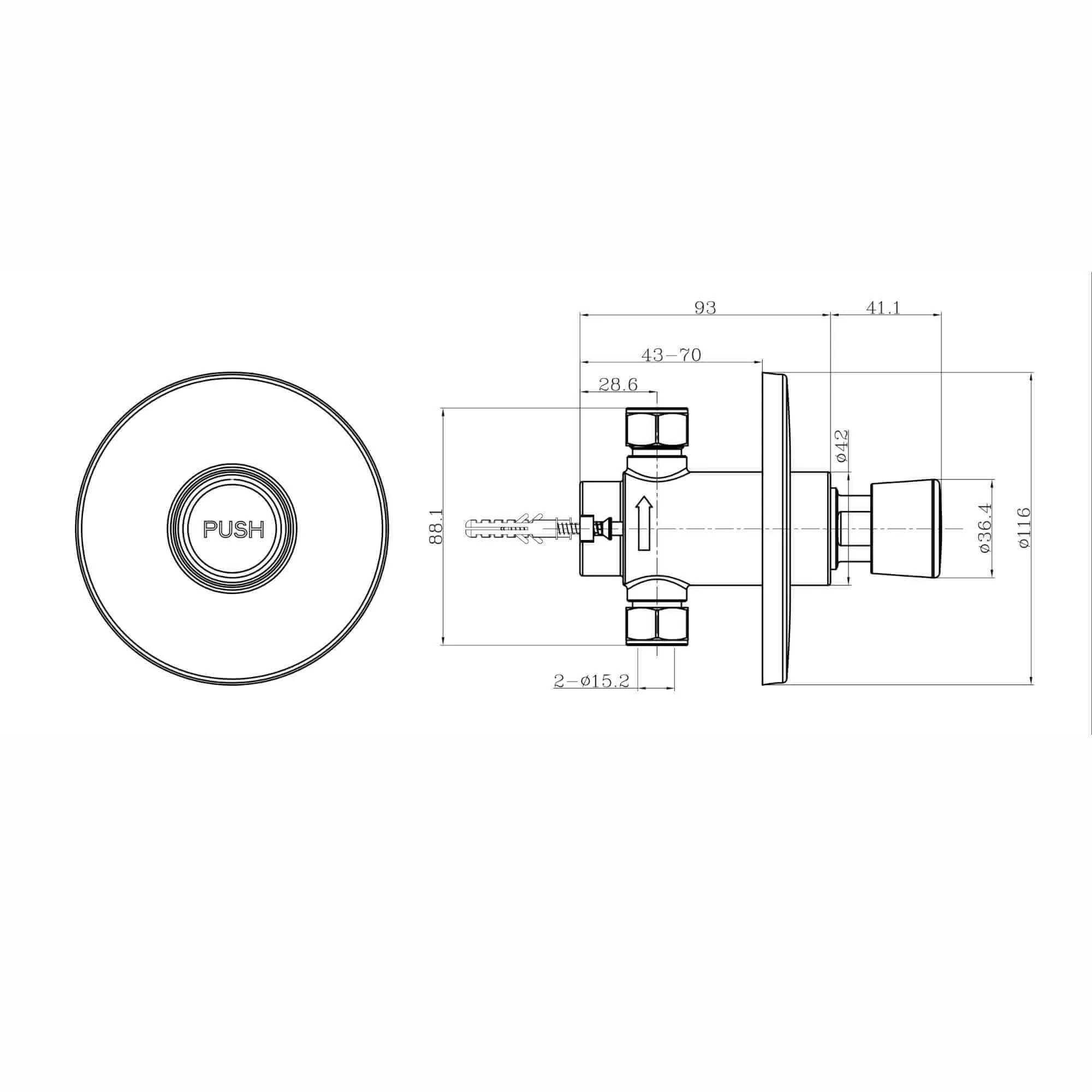 Vision non concussive time adjustable shower valve concealed - chrome
