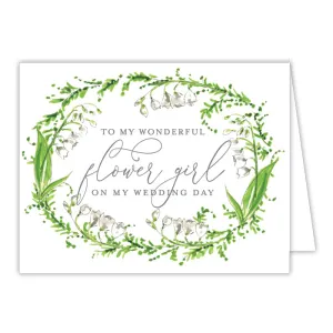 Wedding Greenery Wreath Flower Girl Small Folded Greeting Card