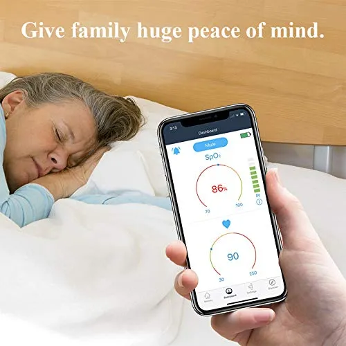 Wellue Oxylink Wireless Wearable Health Monitor Bluetooth Pulse Meter with Audio Reminder in Free App - Rechargeable Wearable O2 Monitor