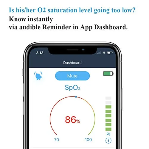 Wellue Oxylink Wireless Wearable Health Monitor Bluetooth Pulse Meter with Audio Reminder in Free App - Rechargeable Wearable O2 Monitor