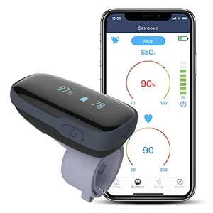 Wellue Oxylink Wireless Wearable Health Monitor Bluetooth Pulse Meter with Audio Reminder in Free App - Rechargeable Wearable O2 Monitor