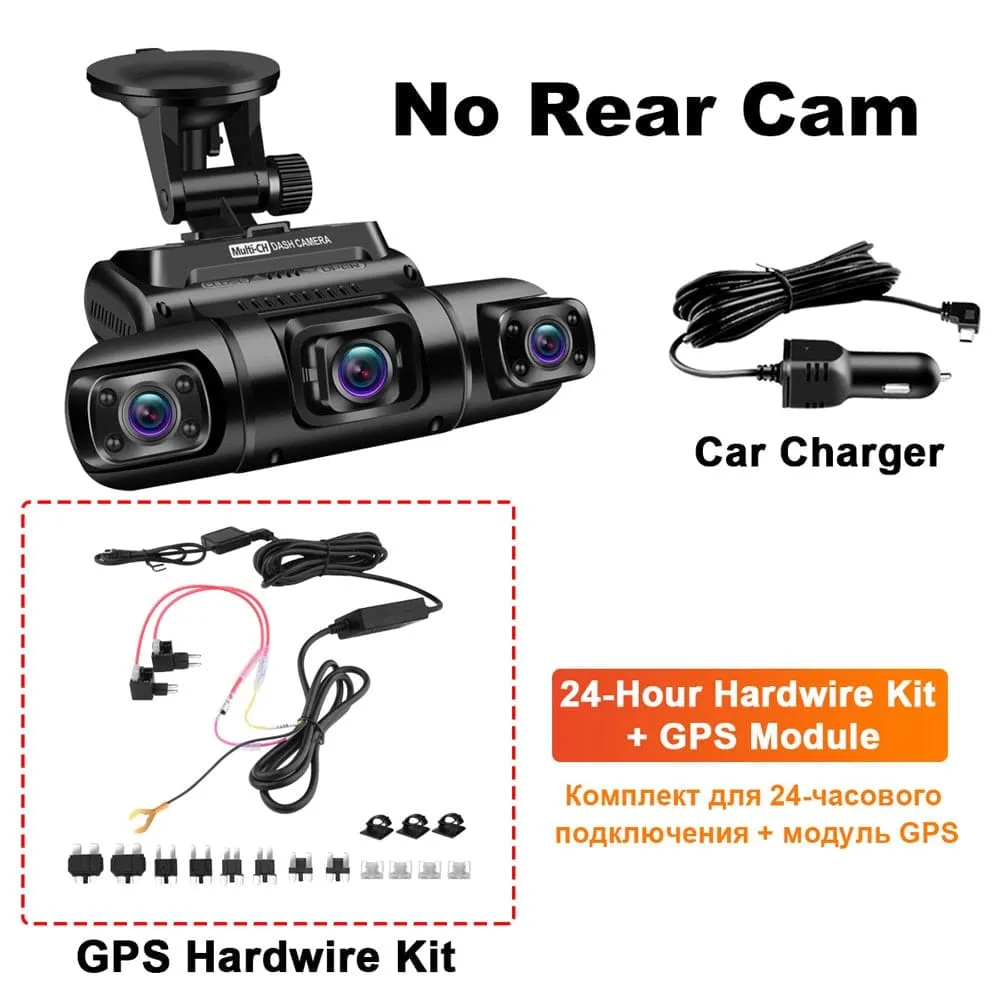 WiFi GPS Car DVR Dual Lens 8 Infrared Light Night Vision 3 Lens 170 Degree Dash Cam Car Camera 4 Channel