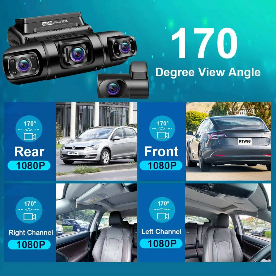 WiFi GPS Car DVR Dual Lens 8 Infrared Light Night Vision 3 Lens 170 Degree Dash Cam Car Camera 4 Channel