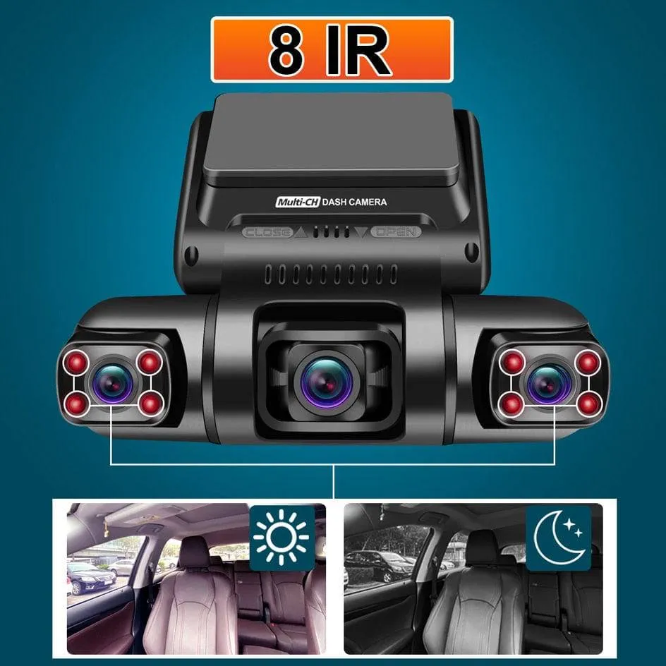 WiFi GPS Car DVR Dual Lens 8 Infrared Light Night Vision 3 Lens 170 Degree Dash Cam Car Camera 4 Channel